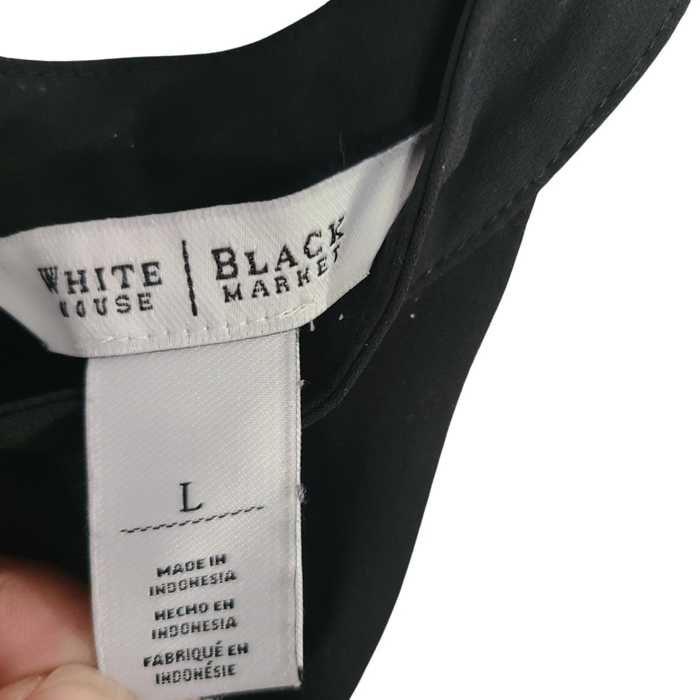 White House Black Market Black White Colorblock Sleeveless Shell Blouse Large - Picture 2 of 12